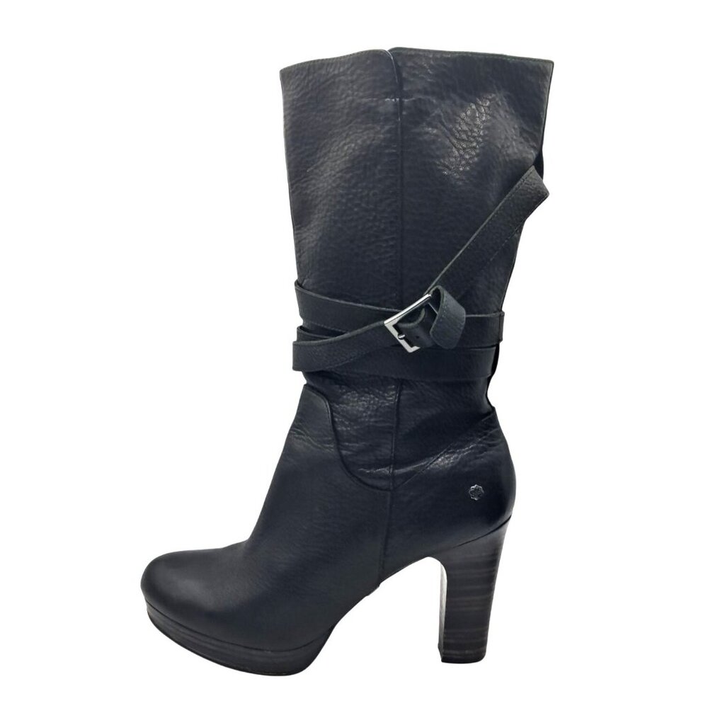 UGG Jardin Platform Boots Womens Size 10 Black Leather Buckle Straps Side Zip Mi - Picture 5 of 13